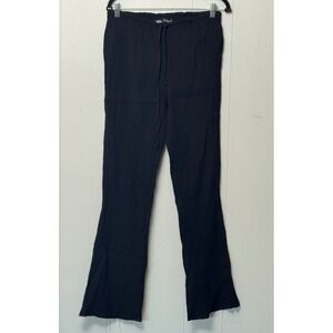 Zara Women's Black Crinkle Textured Drawstring Flare Leg Pants Size Medium